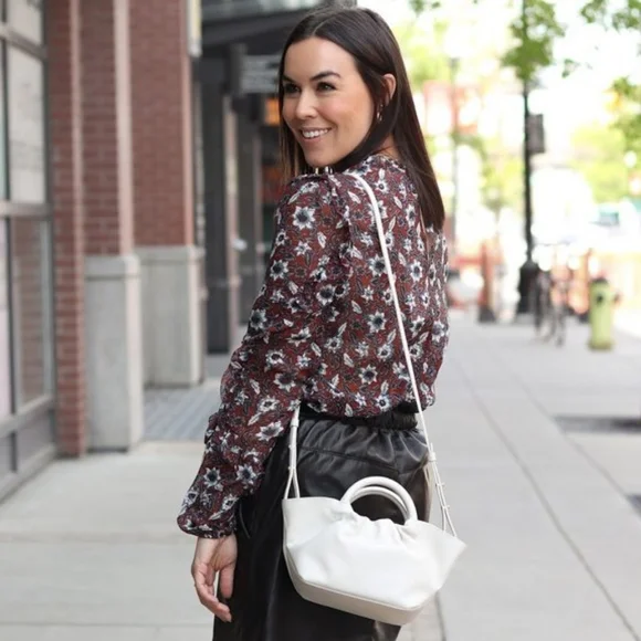 NEW DEMELLIER Mini Los Angeles Off White Smooth Leather Braid Tote Crossbody Bag - Picture 3 of 14